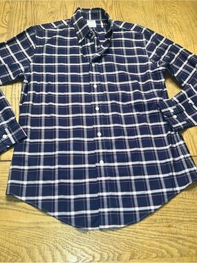 Brooks Brothers Regent Men’s Medium Button Down Shirt Blue Cotton Plaid